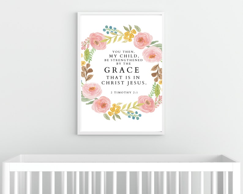 Floral Scripture Nursery Print Encouraging Nursery Art - Etsy