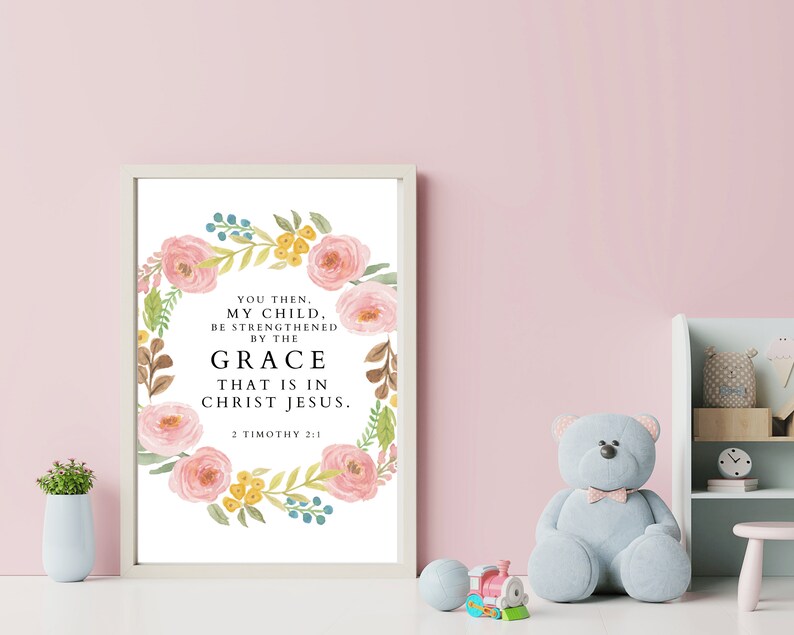 Floral Scripture Nursery Print Encouraging Nursery Art - Etsy