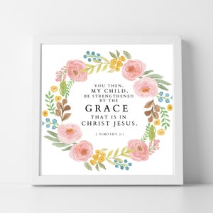 Floral Scripture Nursery Print, Encouraging Nursery Art, Digital ...
