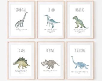 Gallery Wall Nursery Printables -Neutral Nursery- Dinosaur Kids Wall Art Bible Verses-Dinosaur Decor-Dinosaur Boys Room- Digital Download