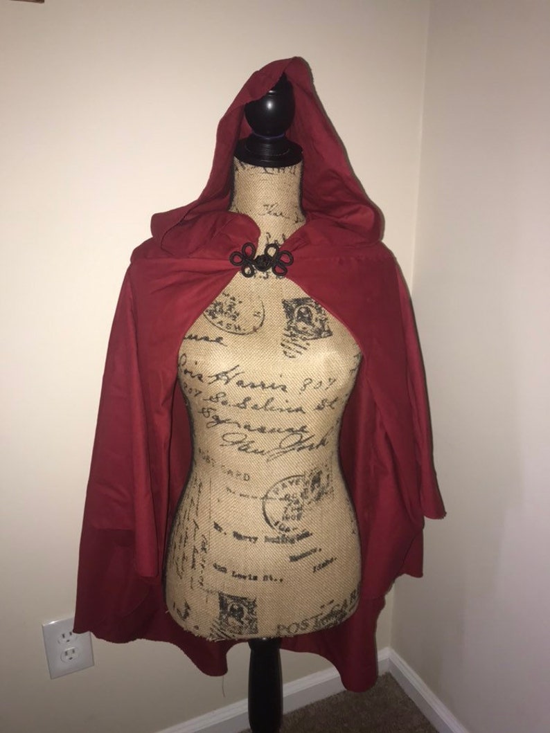 hooded cape red cloak Short Hooded cloak short Cloak witch cloak