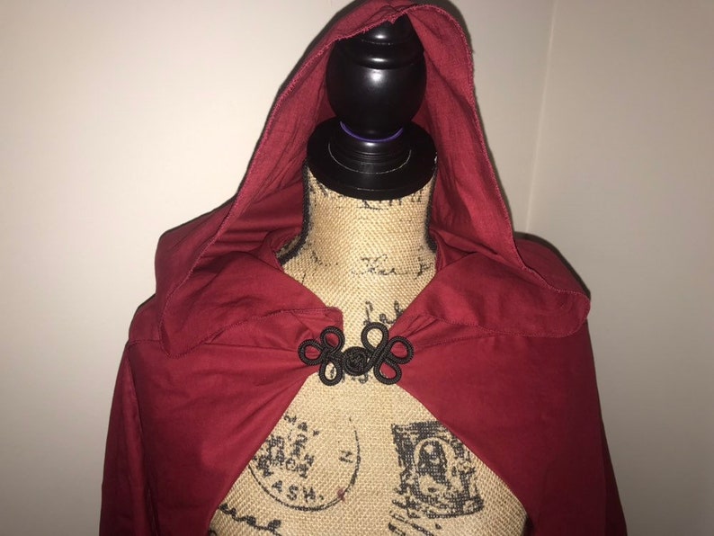 hooded cape red cloak Short Hooded cloak short Cloak witch cloak