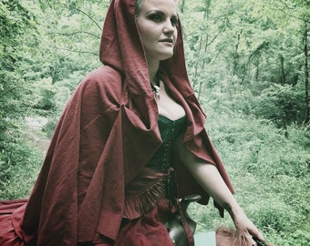 Cloak; Red Riding Hood, Cloak; Witch Cloak; Red; Gothic Window Design