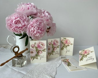 Watercolor Peony Mini cards