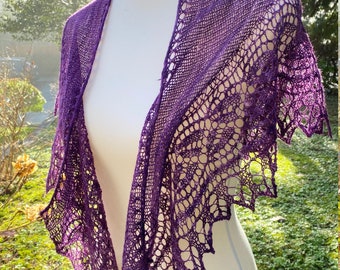 Rich Purple Knitted Lace Shawlette