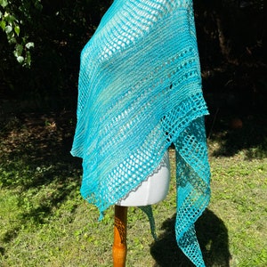 Turquoise cotton and linen blend shawl