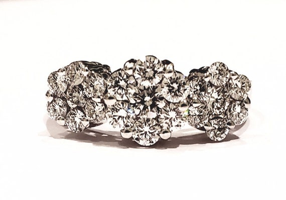 Diamond  Cluster  Ring| Diamond Flower Ring| Diam… - image 1