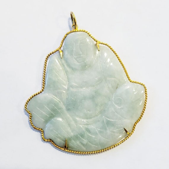 Jade Buddha Pendant | Jade Necklace | Green Jade … - image 1