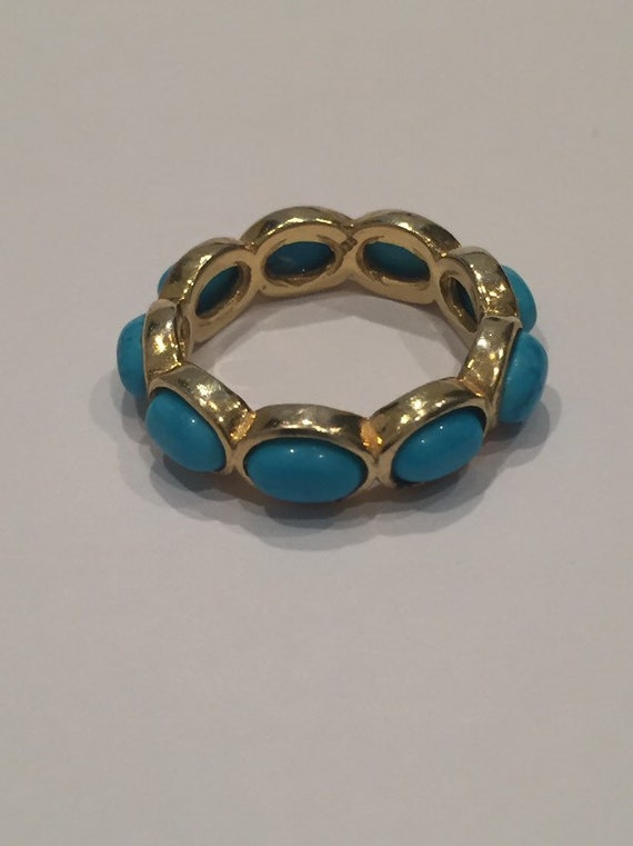Sterling  and turquoise cabachon eternity ring