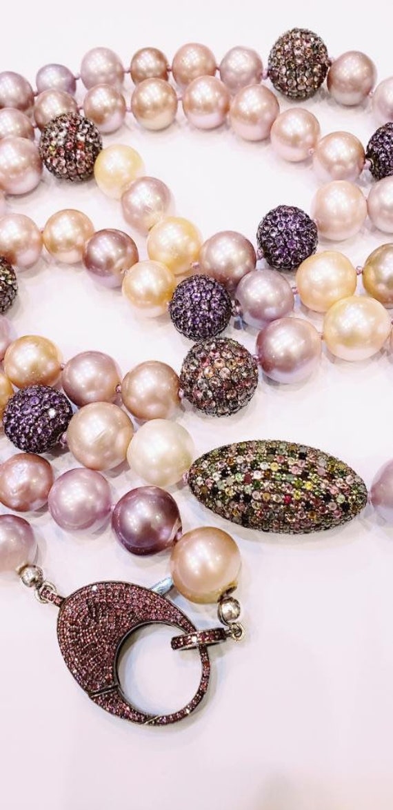 Pearl Necklace |Sapphire Necklace| Tourmaline Neck