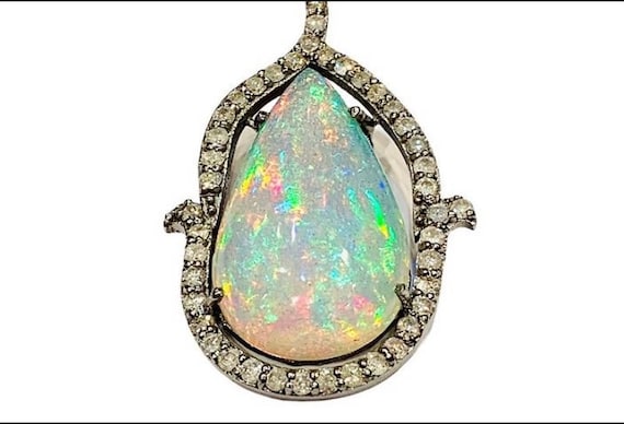 Large Pear Shaped Opal | Ethiopian Opal Pendant |… - image 1