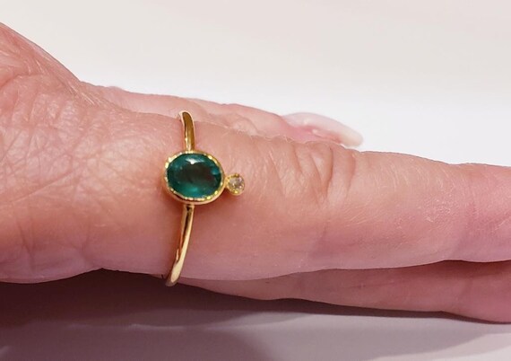 18 k emerald and diamond ring | emerald ring - image 4