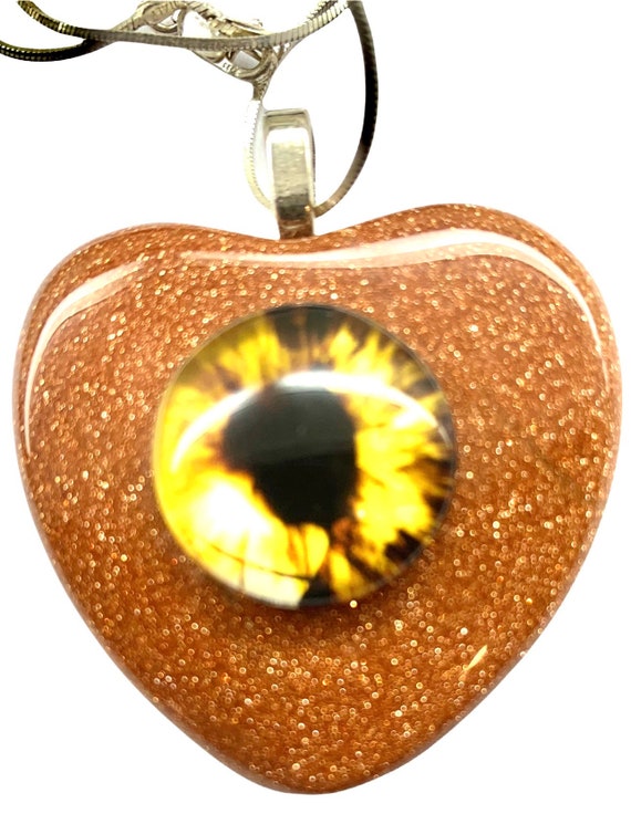 Goldstone heart Pendant | Evil Eye pendant - image 2