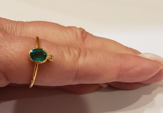 18 k emerald and diamond ring | emerald ring - image 3