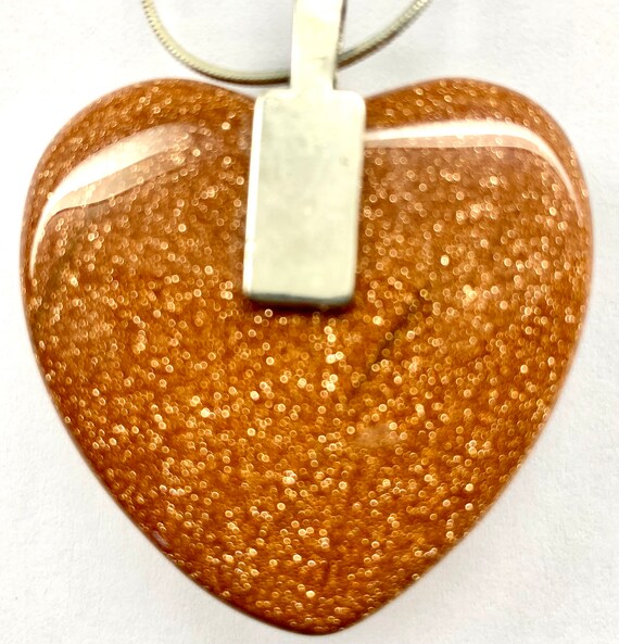 Goldstone heart Pendant | Evil Eye pendant - image 3