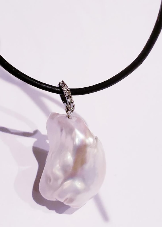Giant Baroque Pearl and Diamond Pendant | Pearl Ne