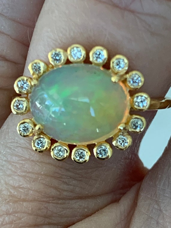 Diamond Opal  Ring | Ethiopian Opal | 18k  Ring | 