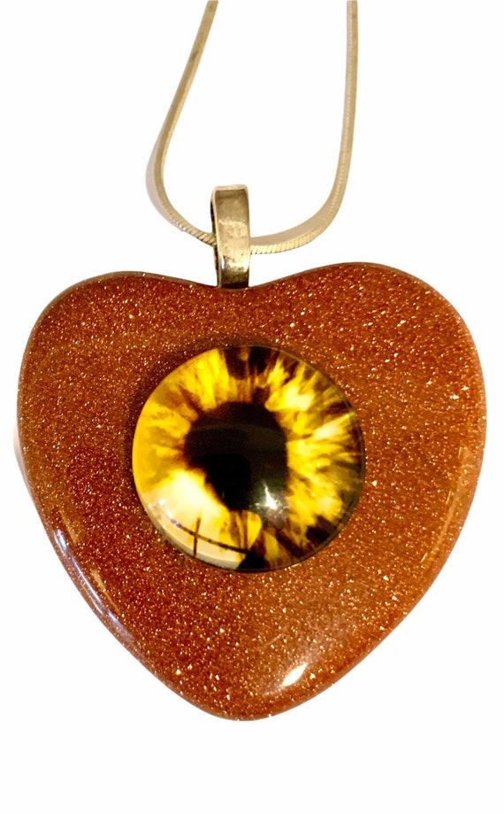 Goldstone heart Pendant | Evil Eye pendant