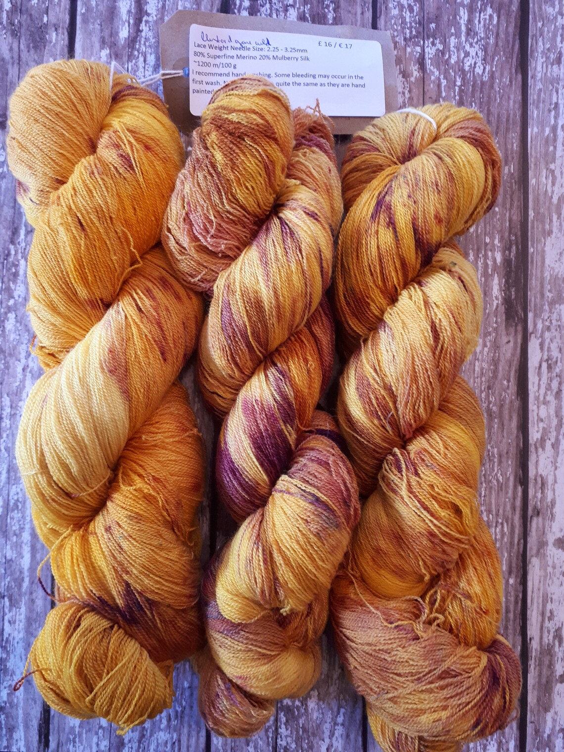 Mustard Gone Wild Lace Yarn in Mustard Brown and a Little Etsy