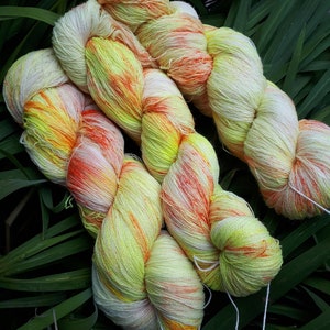 Citrus Sherbet Lace Yarn  Merino, Tussah Silk and Cashmere Blend