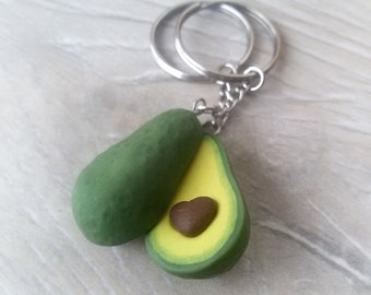 Avocado keychain for Two BFF keychains Friendship gift for Couple keychain Mini Food Vegetarian charms Best Friend gift Green Avocado charm