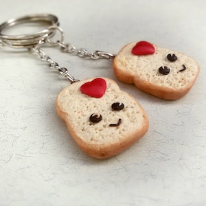 Friendship keychain Kawaii BFF gift Best Friend keychain Mini food for Friend accessories Butter toast Kawaii Friend charms Food keychains