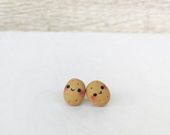 Kolczyki z ziemniaków Prezent od Tajemniczego Mikołaja Kolczyki z ziemniaków Kawaii Kolczyki wegańskie Prezent z ziemniaków dla niej Kolczyki ze sztucznym jedzeniem Słodkie mini jedzenie