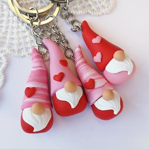 Heart Gnome Valentines keychain Love key ring Funny gift for girlfriend