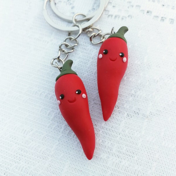 Porte-clés piment fort, cadeau Kawaii Cilli pour porte-clés végétarien, porte-clés végétalien amusant, breloques chili mignonnes