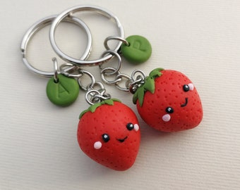 Porte-clés fraise BFF porte-clés fruit Kawaii cadeau fraise