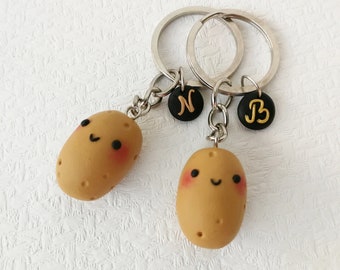 Porte-clés de pommes de terre Porte-clés personnalisé Porte-clés alimentaire Kawaii BFF Kawaii charme Porte-clés Best Friend Cadeau d’amour personnalisé Porte-clés relationnel