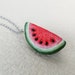 Watermelon necklace Personalized Food necklace Watermelon keychain with initial Fruit pendant Funky Shrunky Necklace Cute fruit charm