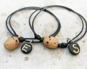 Best friend bracelet Personalized bff jewelry Funny gift for friend Potato charms Kids bracelet friendship gift for couple