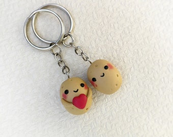 Couples Potato Keychain:  Best Friends gift, Handmade Polymer Clay Charms, Valentines Gift
