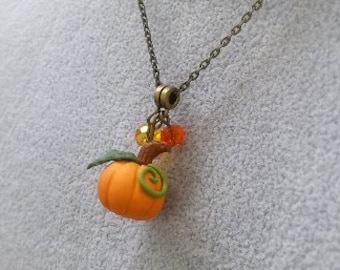 Pumpkin necklace Pumpkin Jewelry Halloween necklace Thanksgiving jewelry Autumn necklace Halloween gift Fall necklace Food Charm Jewelry
