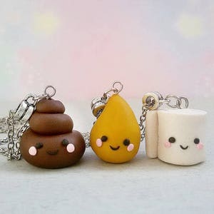 BFF per 3 amici Cacca e pipì carta igienica Collana BFF Amicizia Portachiavi Collana migliore amico Ciondoli Kawaii per amico Divertente regalo BFF
