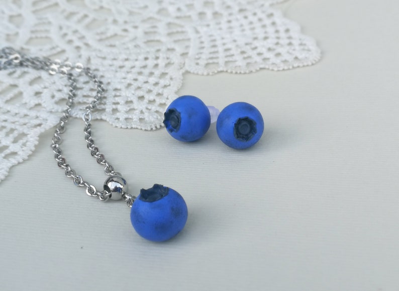 Paper Chain Blueberry Handmade Blueberry Necklace: Polymer Clay Fruit Jewelry - Etsy