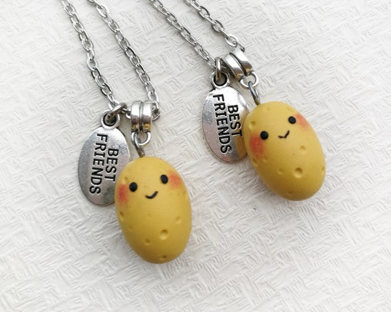 Collier pomme de terre meilleur ami, cadeau pomme de terre kawaii, bijou  pomme de terre, collier meilleure amie, bijou culinaire, cadeau amitié,  breloque mets sucré, cadeau pomme de terre -  France