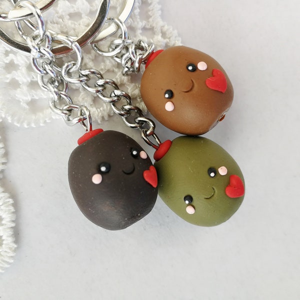 Valentines keychain Kawaii Olive Couple keychain Best Friend Gift