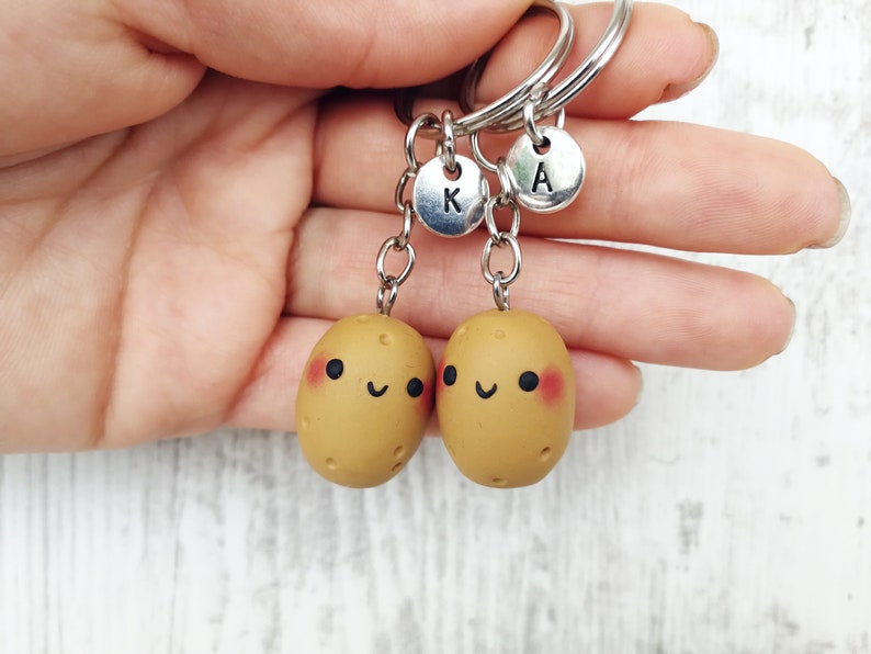 Personalized Potato keychain Christmas gift Kawaii food Funny gift for Him Couples keychains Best Friend Gifts for Her Cute Valentines gift image 7