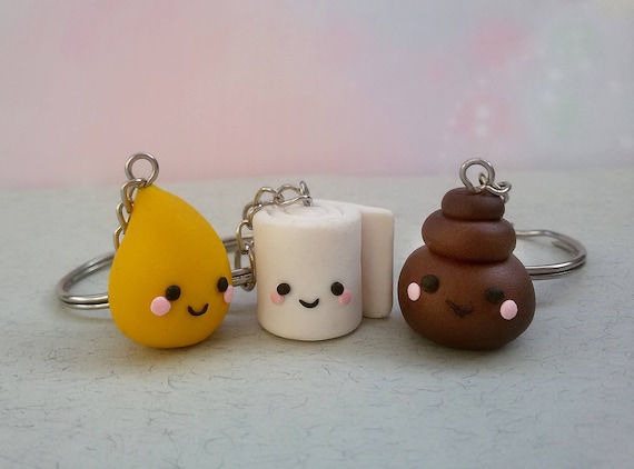 Toilet paper and poop keychain best friend keychain BFF gift best friend  charms kawaii charms poop and toilet paper best friend necklaces