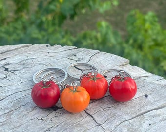 Llavero con forma de tomate, minibolso de verduras, regalo divertido de comida, llavero hecho a mano.