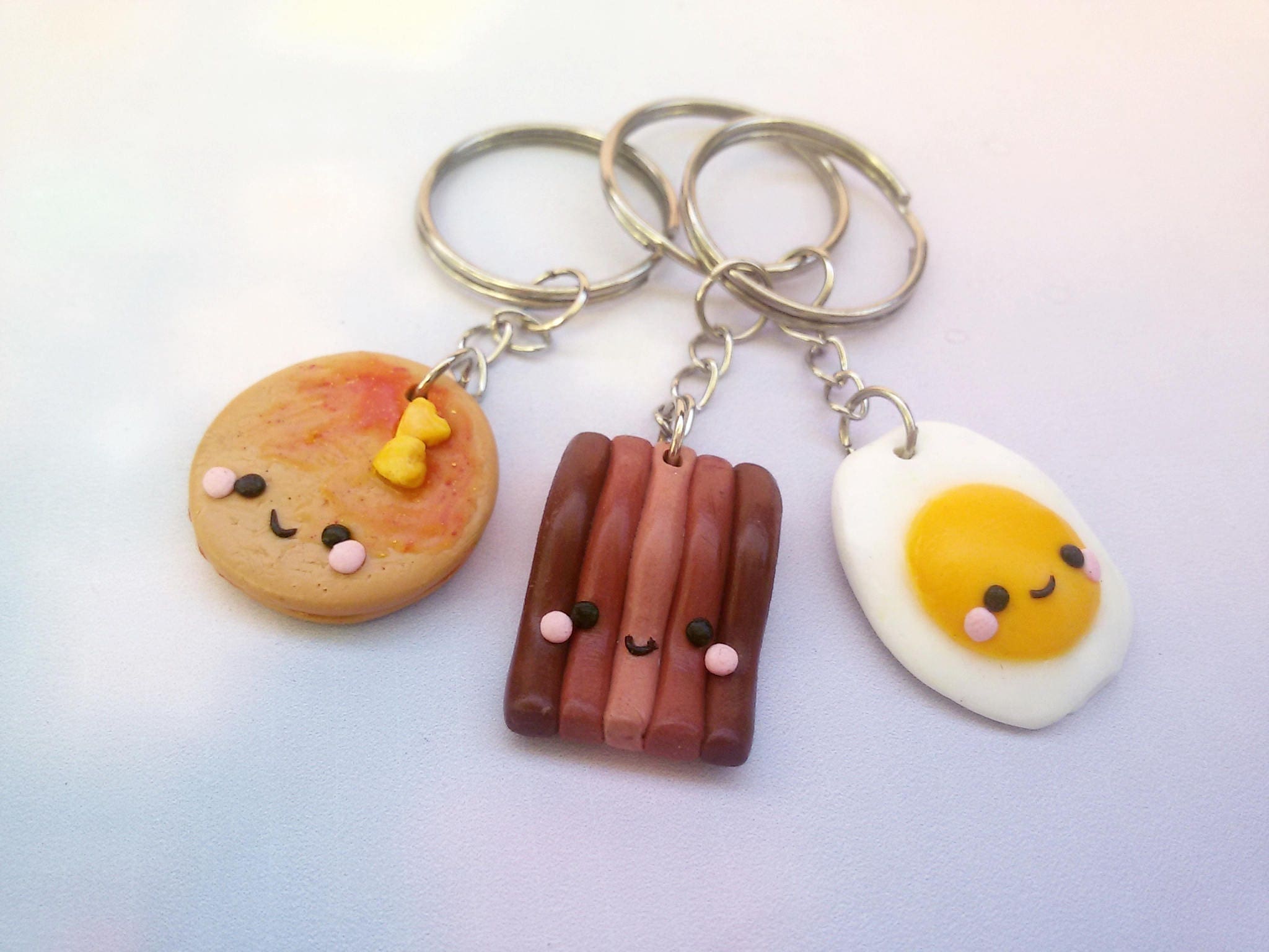 ベストセラー Best Friends Gift for 3 Friends Keychains Pancake Egg Bacon 小物