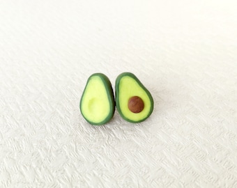 Avocado studs Vegan earrings Avocado lovers Fruit Earrings Mini Food jewelry Miniature Fruits Vegetarian earrings Mini Avocado posts