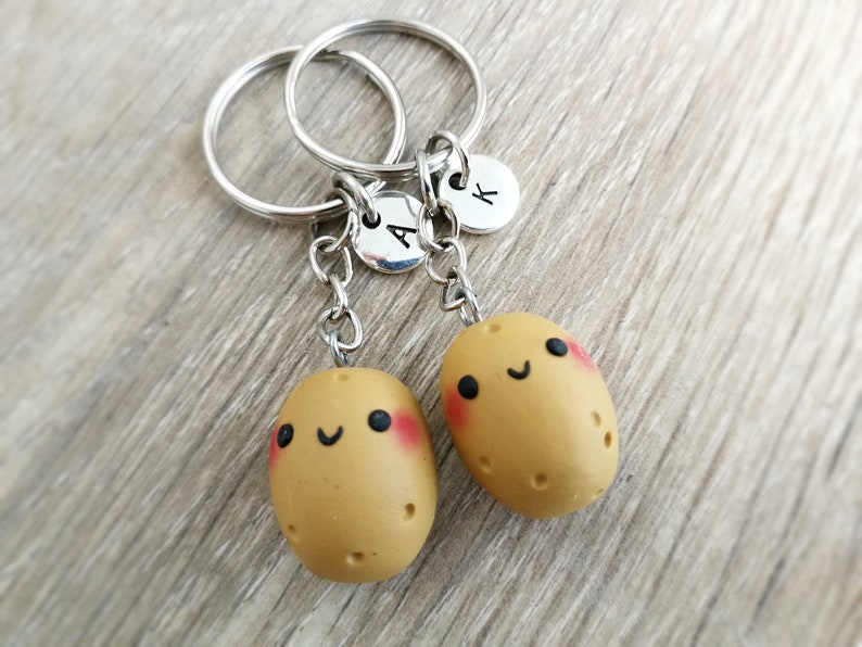 Personalized Potato keychain Christmas gift Kawaii food Funny gift for Him Couples keychains Best Friend Gifts for Her Cute Valentines gift image 5