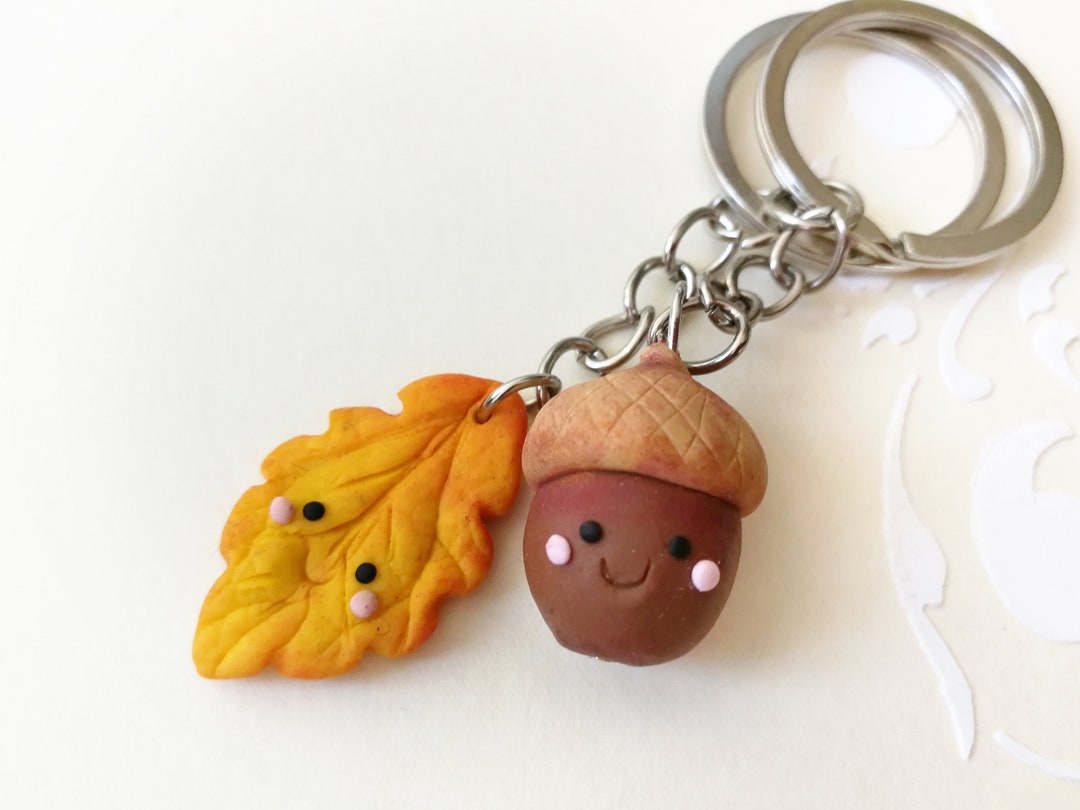 Autumn Keychain Kawaii Acorn Cute Leaf Fall Key Chain Thanksgiving Gift ...