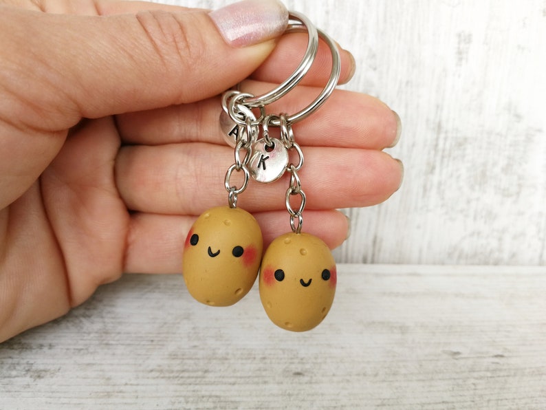 Personalized Potato keychain Christmas gift Kawaii food Funny gift for Him Couples keychains Best Friend Gifts for Her Cute Valentines gift image 6