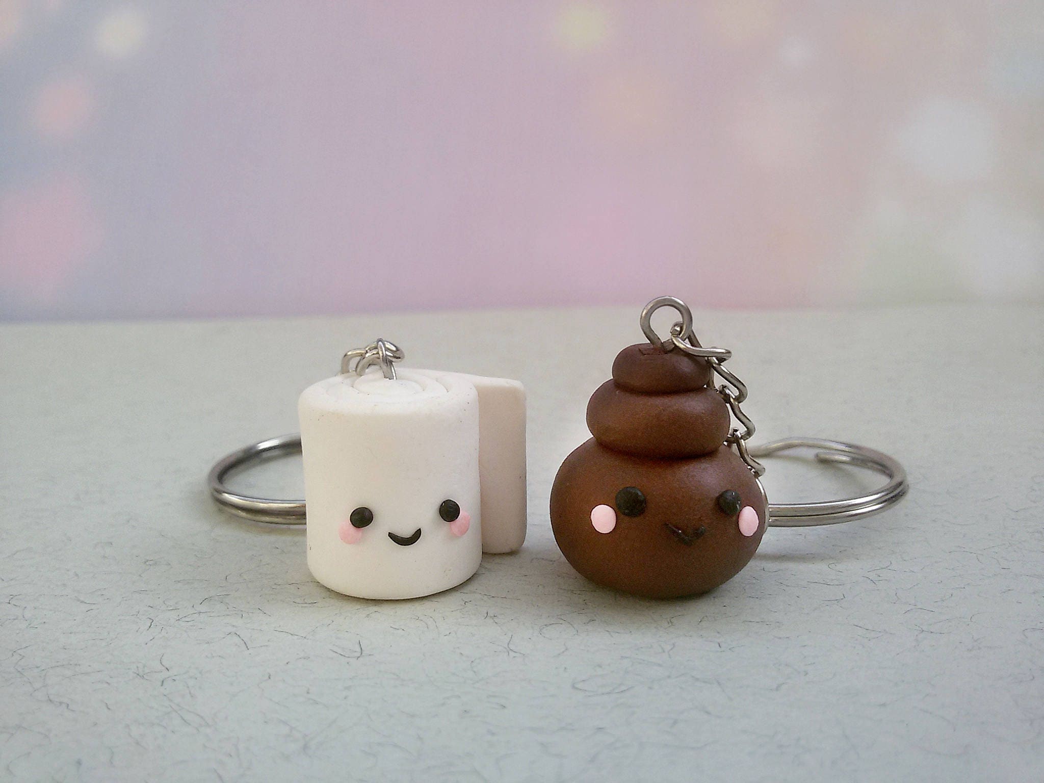 Toilet paper and poop keychain best friend keychain BFF gift best friend  charms kawaii charms poop and toilet paper best friend necklaces