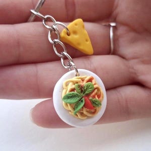 Spaghetti keychain Tomato Pasta Cheese key chain