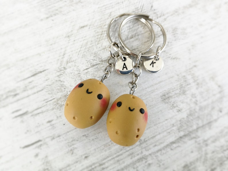 Personalized Potato keychain Christmas gift Kawaii food Funny gift for Him Couples keychains Best Friend Gifts for Her Cute Valentines gift image 3